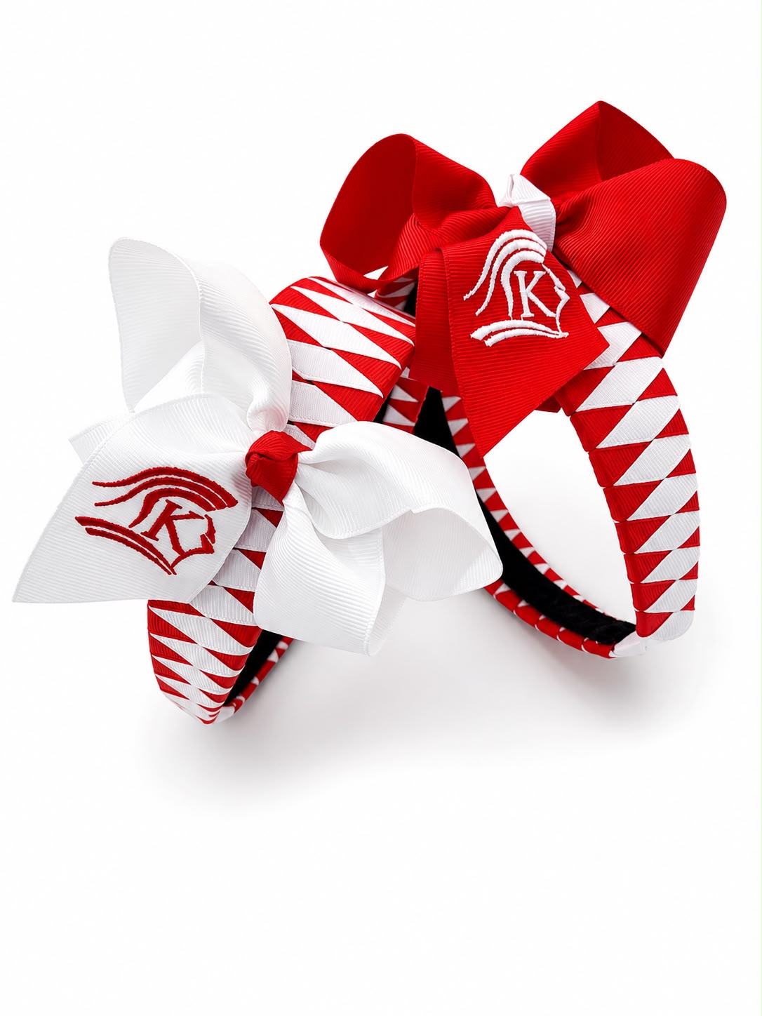 Boutique large woven headband with 2 embroidered bows. 
(Includes 1 headband and 2 bows)
