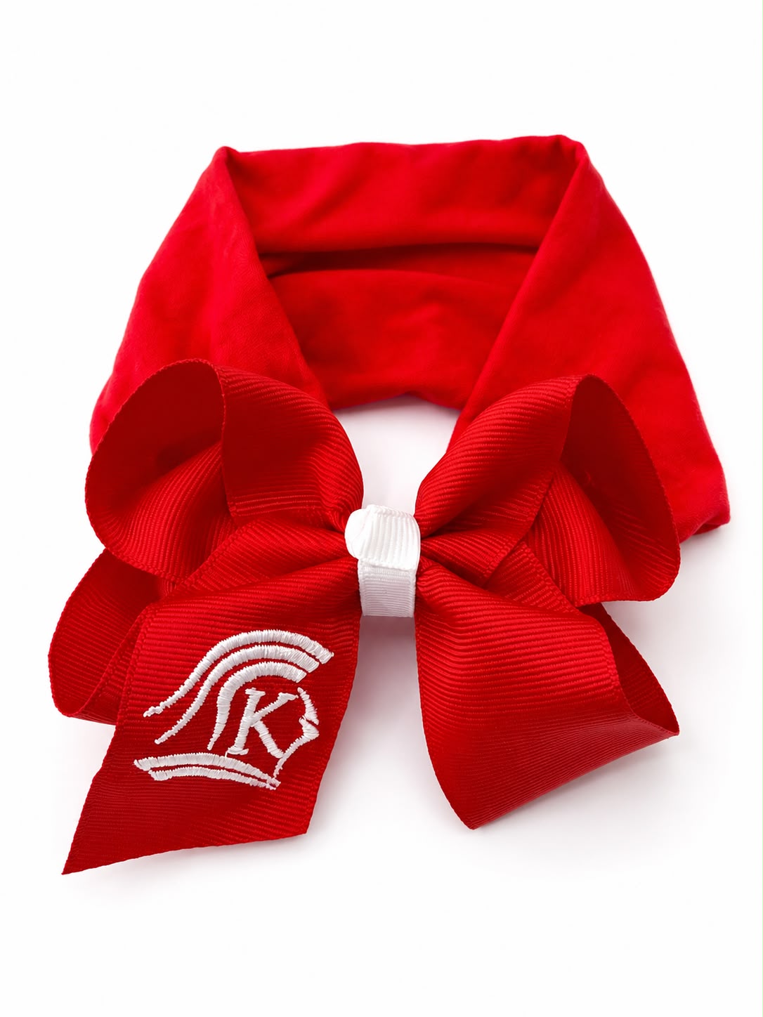Stretchy headband with embroidered logo for ages 6months to 3 years.