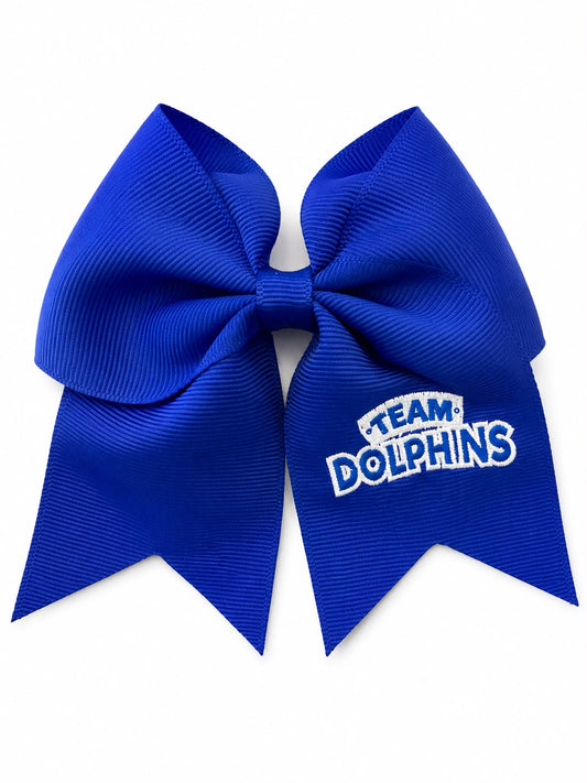 Team dolphin small boutique embroidered bow.