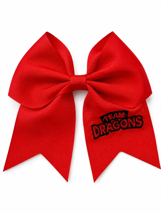 Team dragon small boutique embroidered bow.