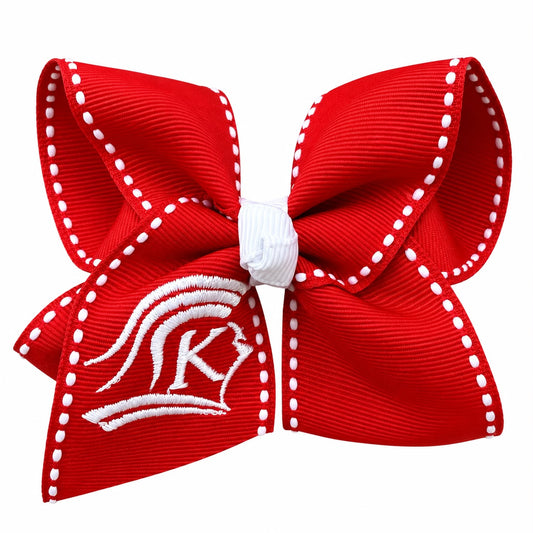 KCS Knights Small Boutique Bow (red with white stitching)