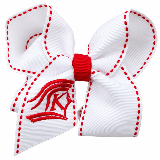 KCS Knights Small Boutique Bow (white with red stitching)