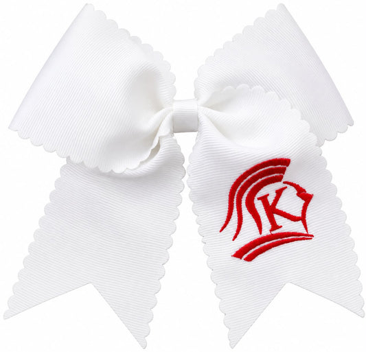 KCS Knights White Scalloped bow with red embroidered logo