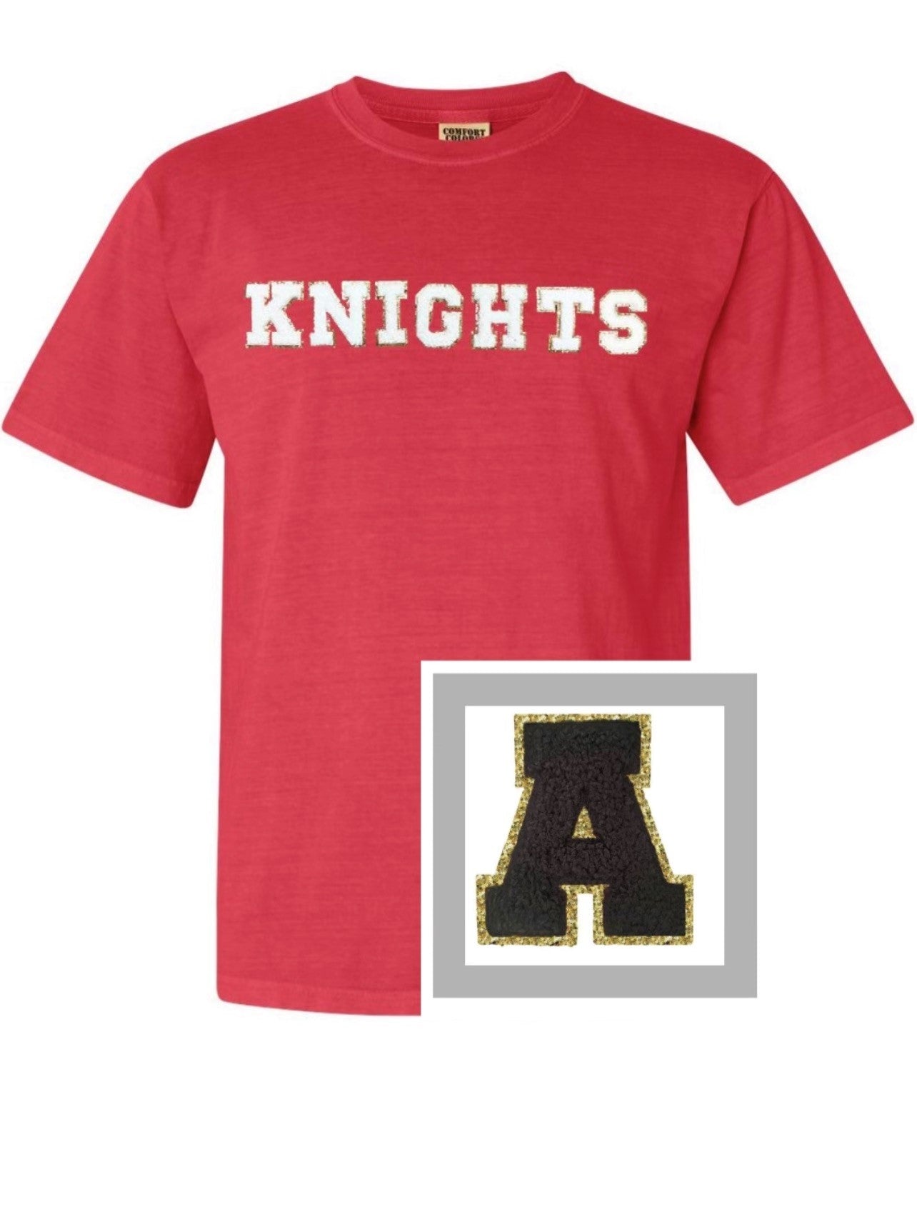 Red Knights T-Shirt with white letter patches